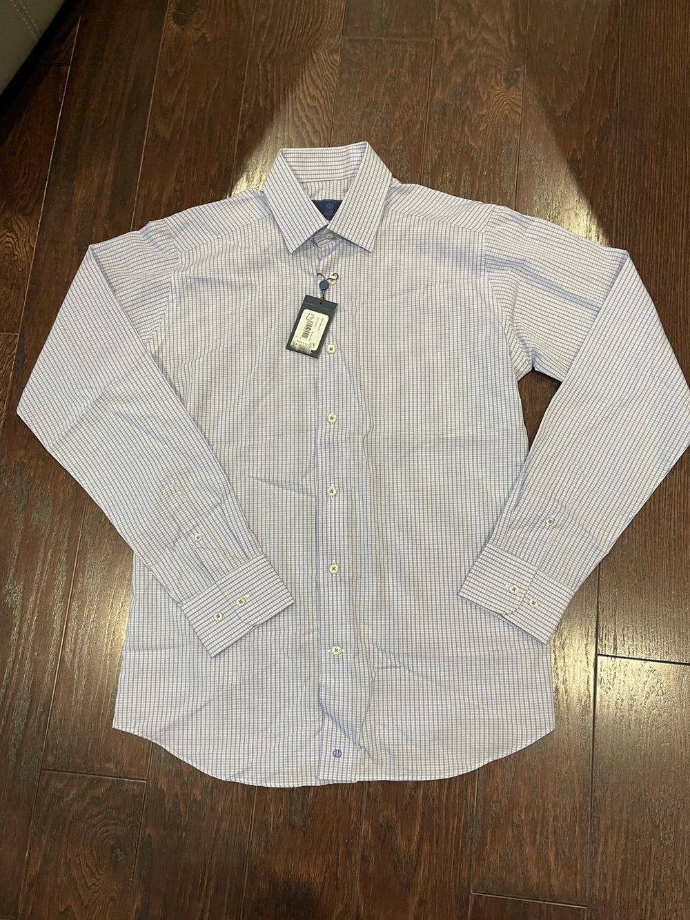 David Donahue Dress Shirt Men 15.5 34/35 Blue Purple Check Slim Fit NEW